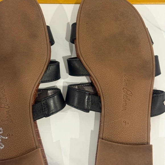 Sam Edelman Black and Brown Leather slides Sandals with Flat Sole - Picture 4 of 4